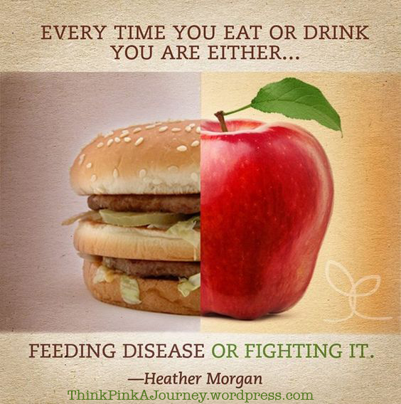 Everytime you eat or drink you are either fighting or feeding a disease